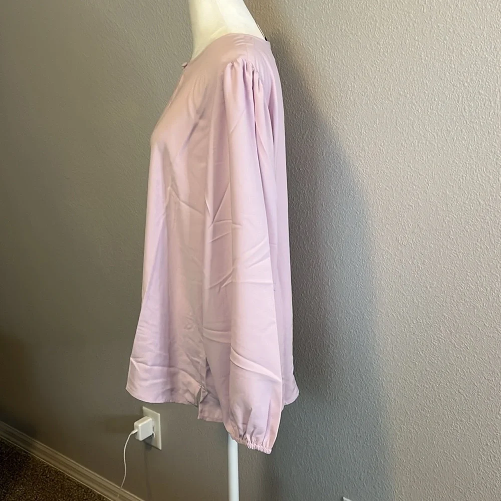 JCrew Puff Sleeve Satin Back Crepe Blouse Pink Size Large Tall NWT